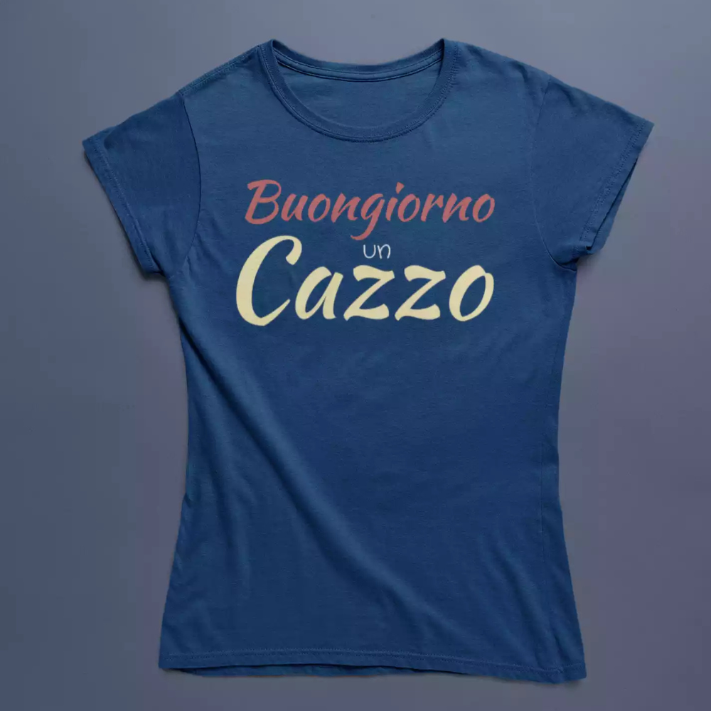 T-Shirt Uomo Divertente Con Stampa Buongiorno Un Cazzo