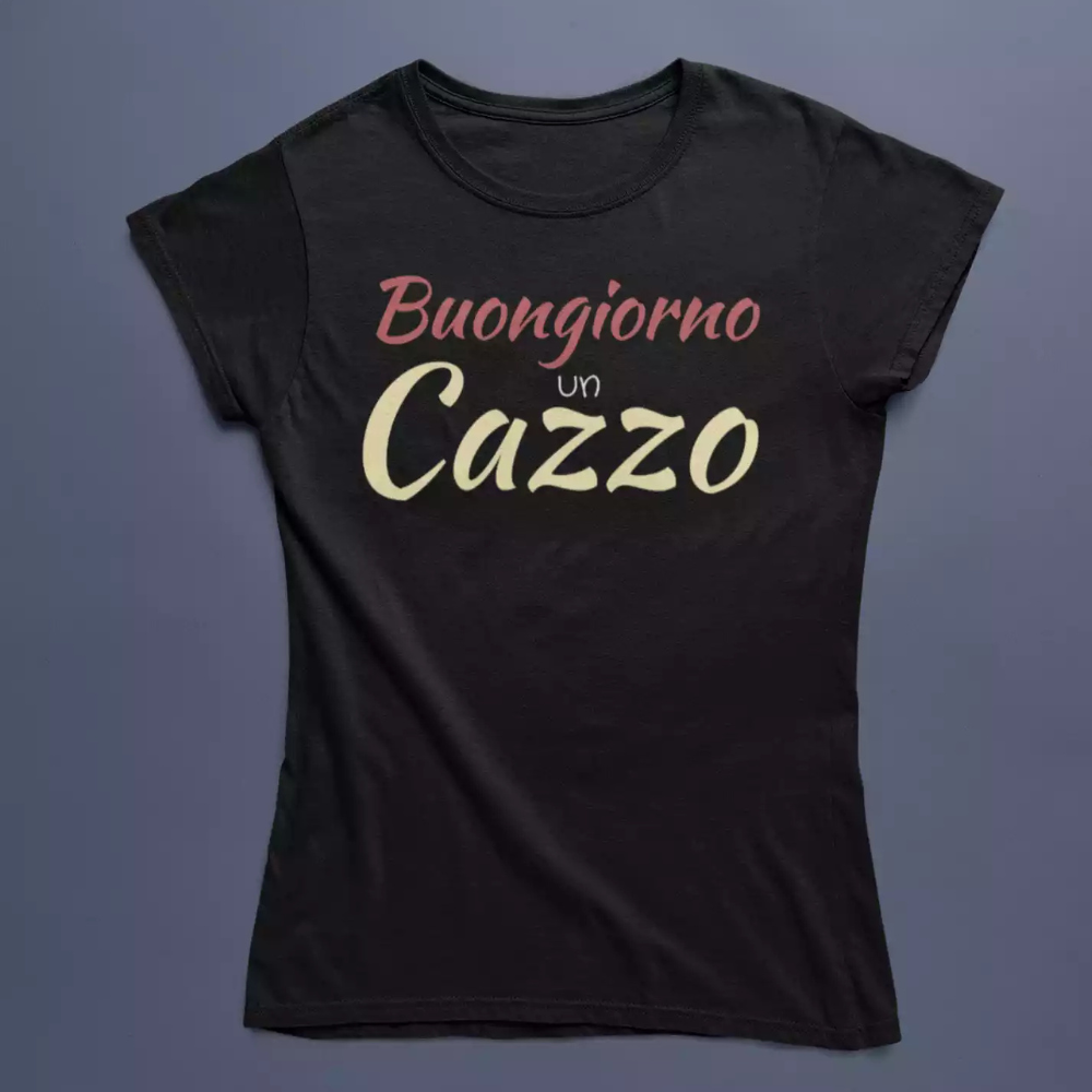T-Shirt Uomo Divertente Con Stampa Buongiorno Un Cazzo