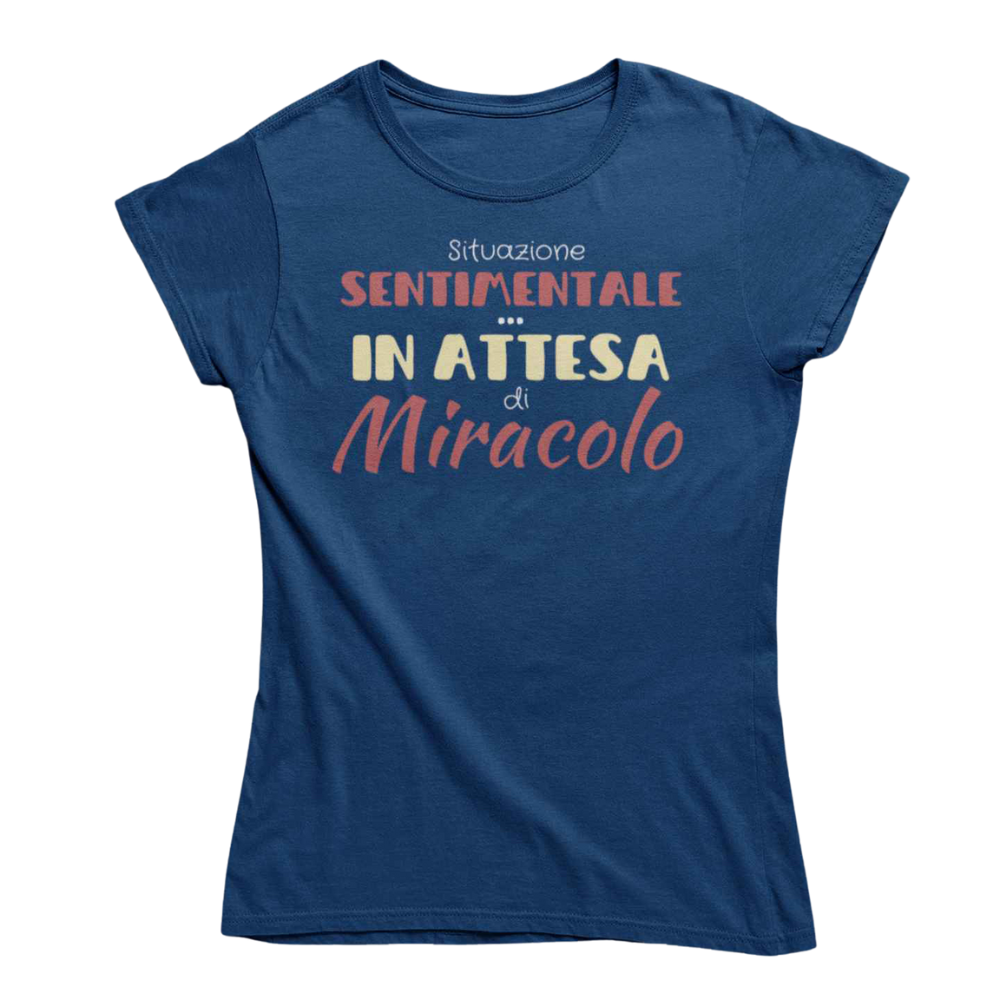 T-Shirt Donna Divertente Con Stampa In Attesa Di Miracolo