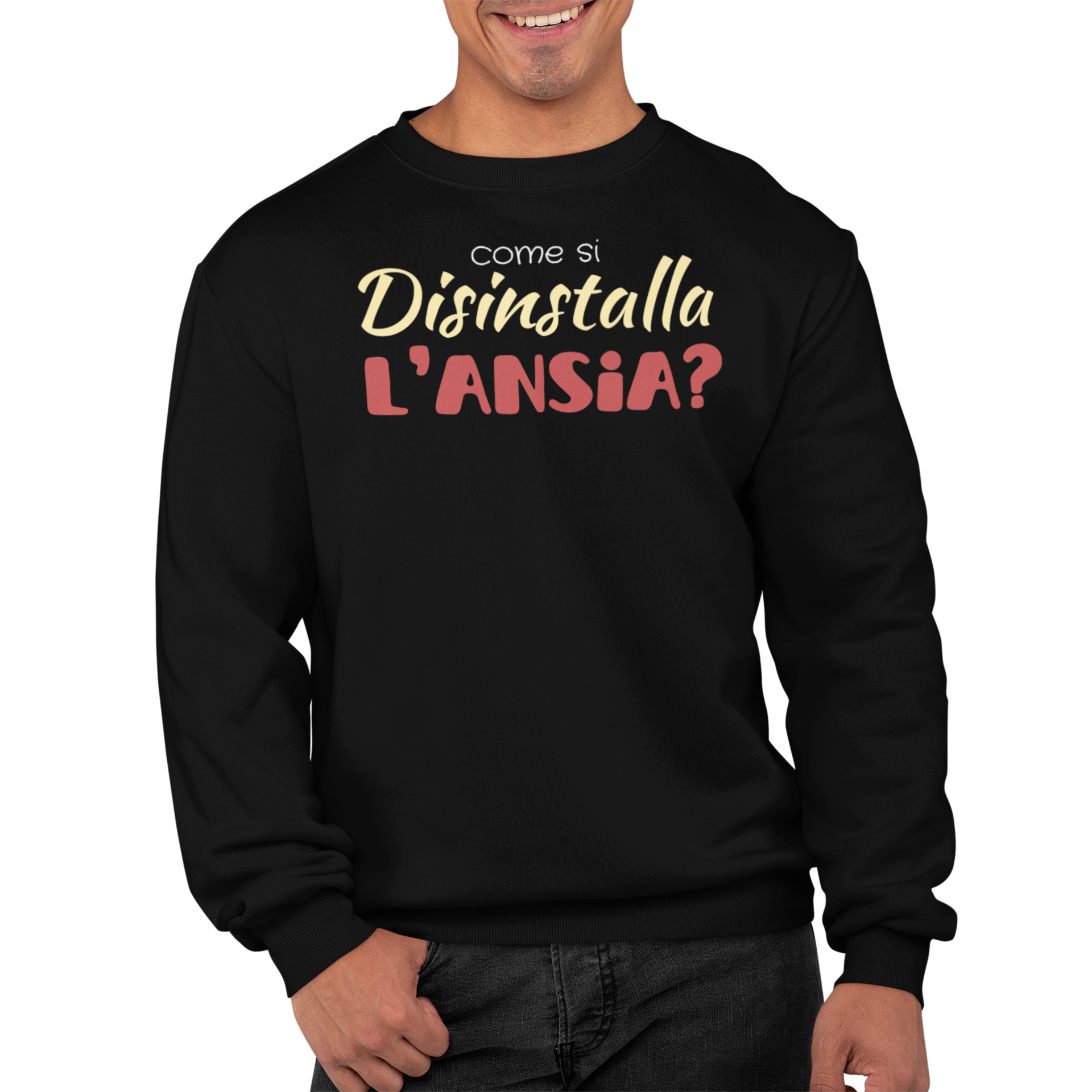 Felpa Girocollo Con Stampa Disinstalla Ansia