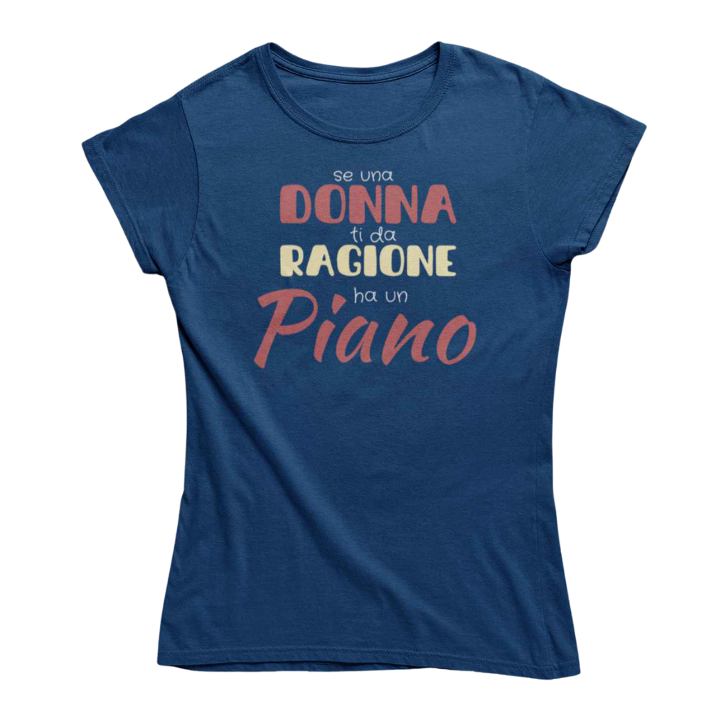 T-Shirt Uomo Divertente Con Stampa Donna ha Un Piano