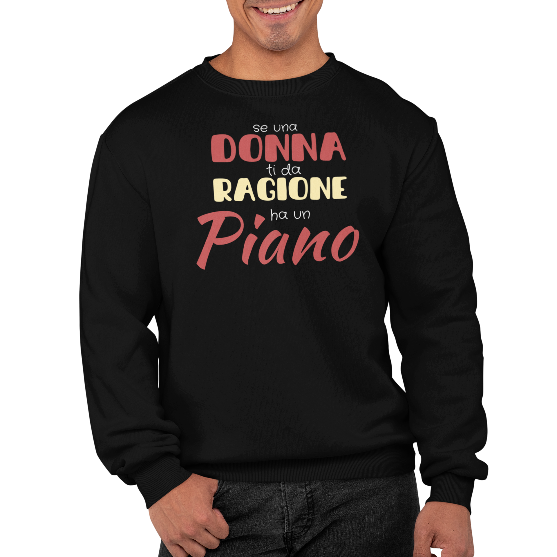 Felpa Girocollo Con Stampa Donna Ha Un Piano