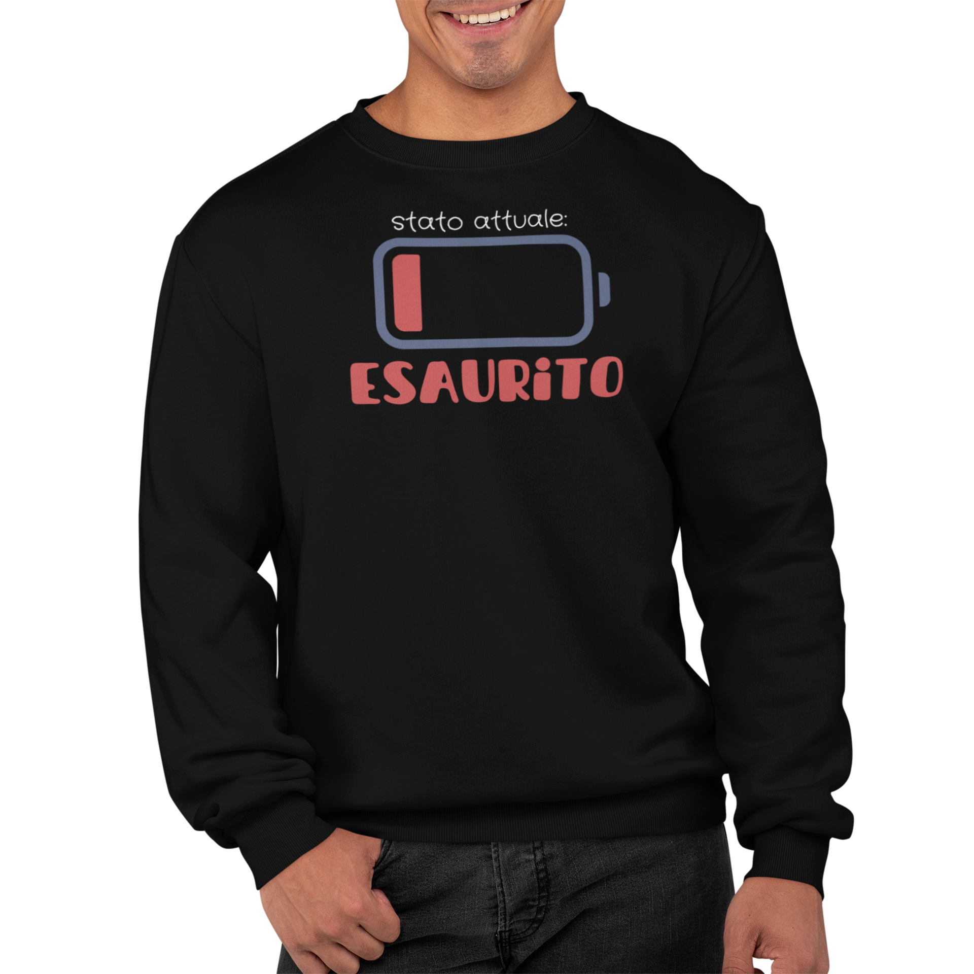 Felpa Girocollo Con Stampa Esaurito