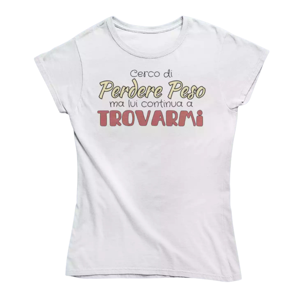 T-Shirt Uomo Divertente Con Stampa Cerco Di Perdere Peso