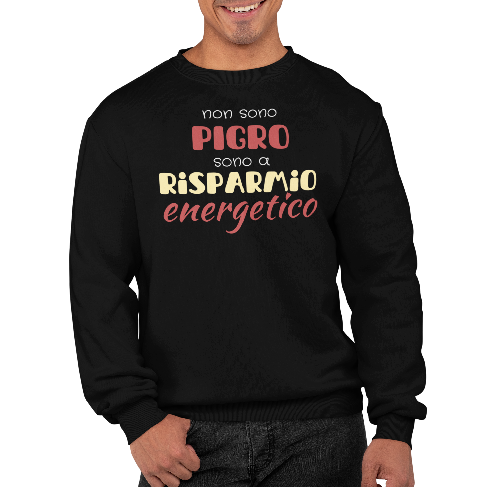 Felpa Girocollo Con Stampa Non Sono Pigro