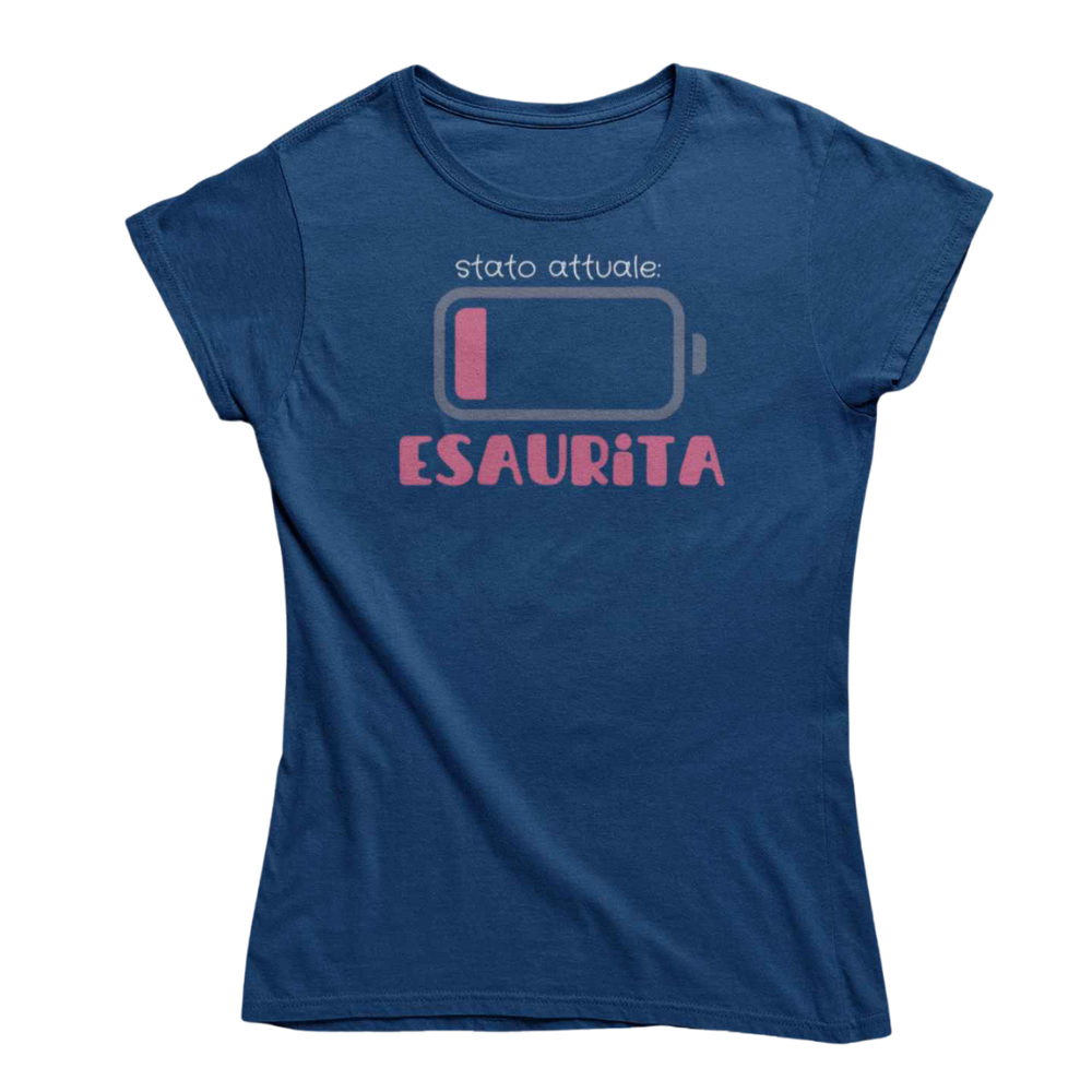 T-Shirt Donna Divertente Con Stampa Stato Attuale Esaurita