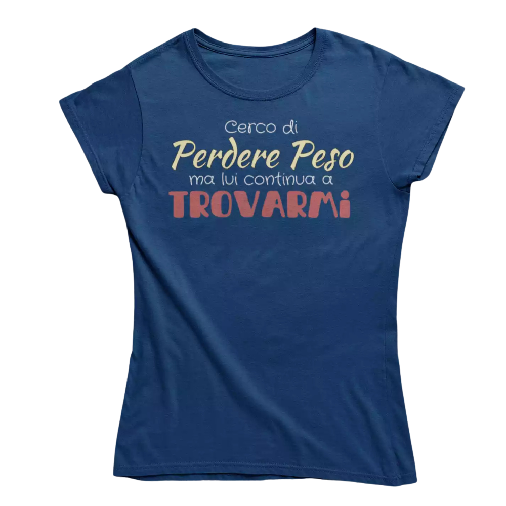 T-Shirt Donna Divertente Con Stampa Cerco Di Perdere Peso