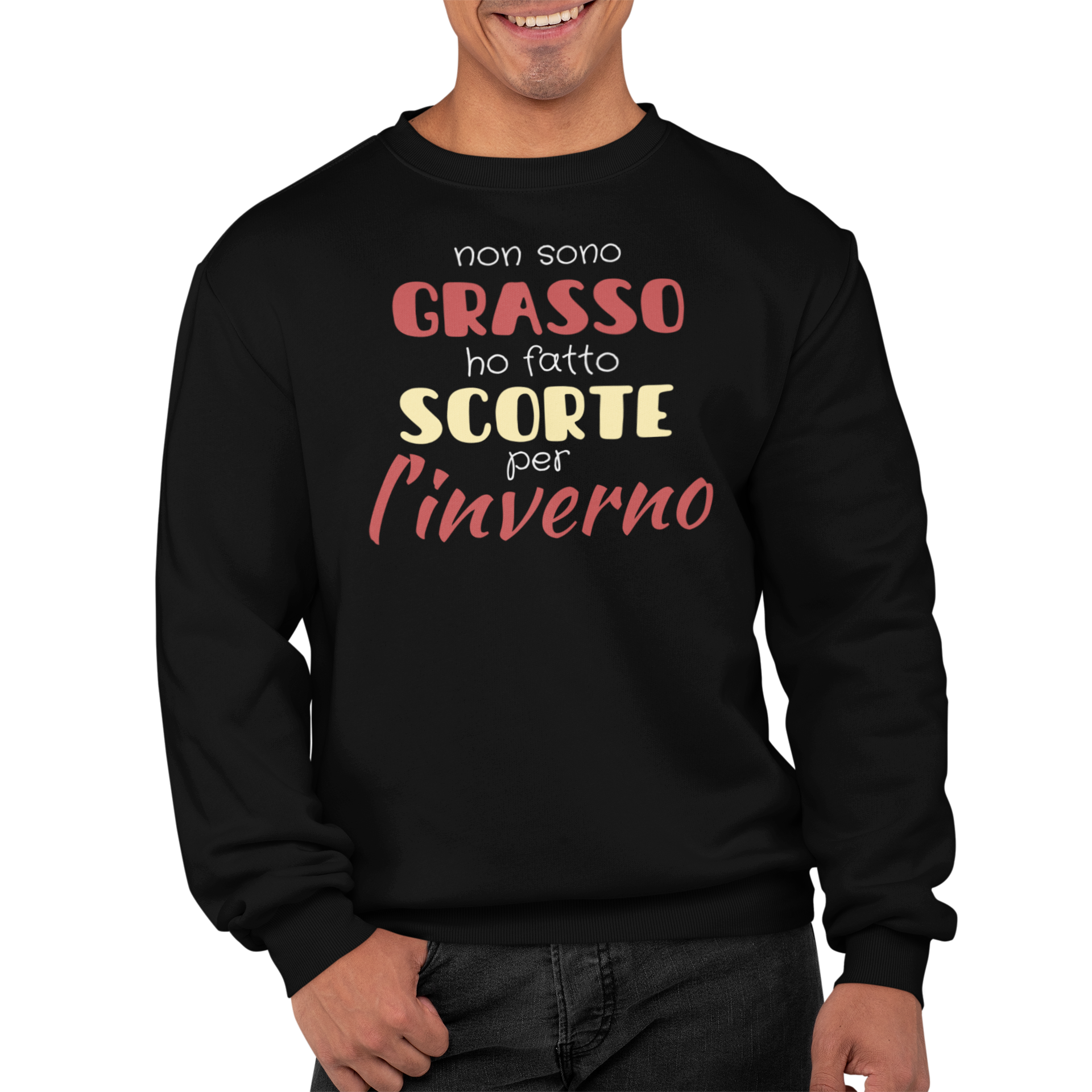 Felpa Girocollo Con Stampa Non Sono Grasso
