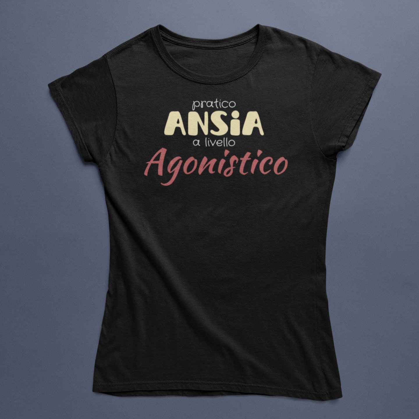 T-Shirt Donna Divertente Con Stampa Pratico Ansia A Livello Agonistico