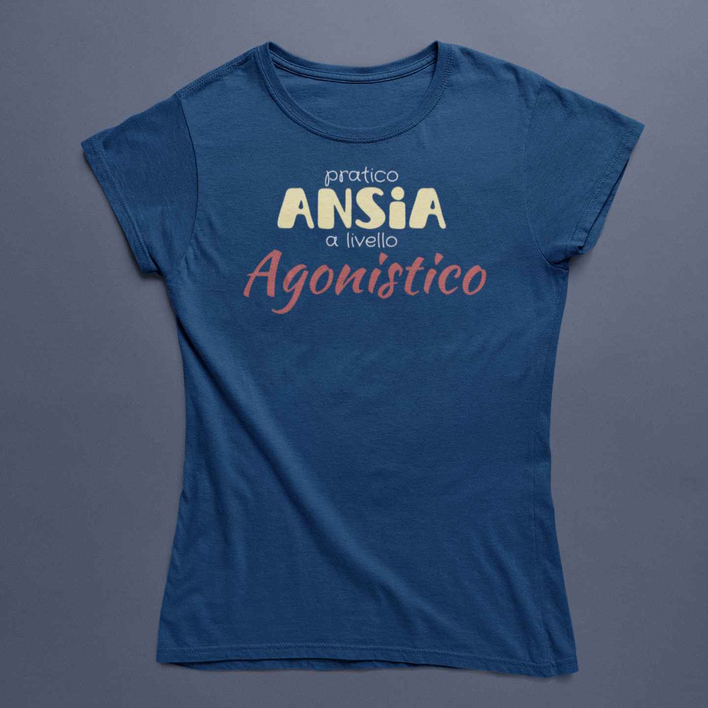 T-Shirt Donna Divertente Con Stampa Pratico Ansia A Livello Agonistico