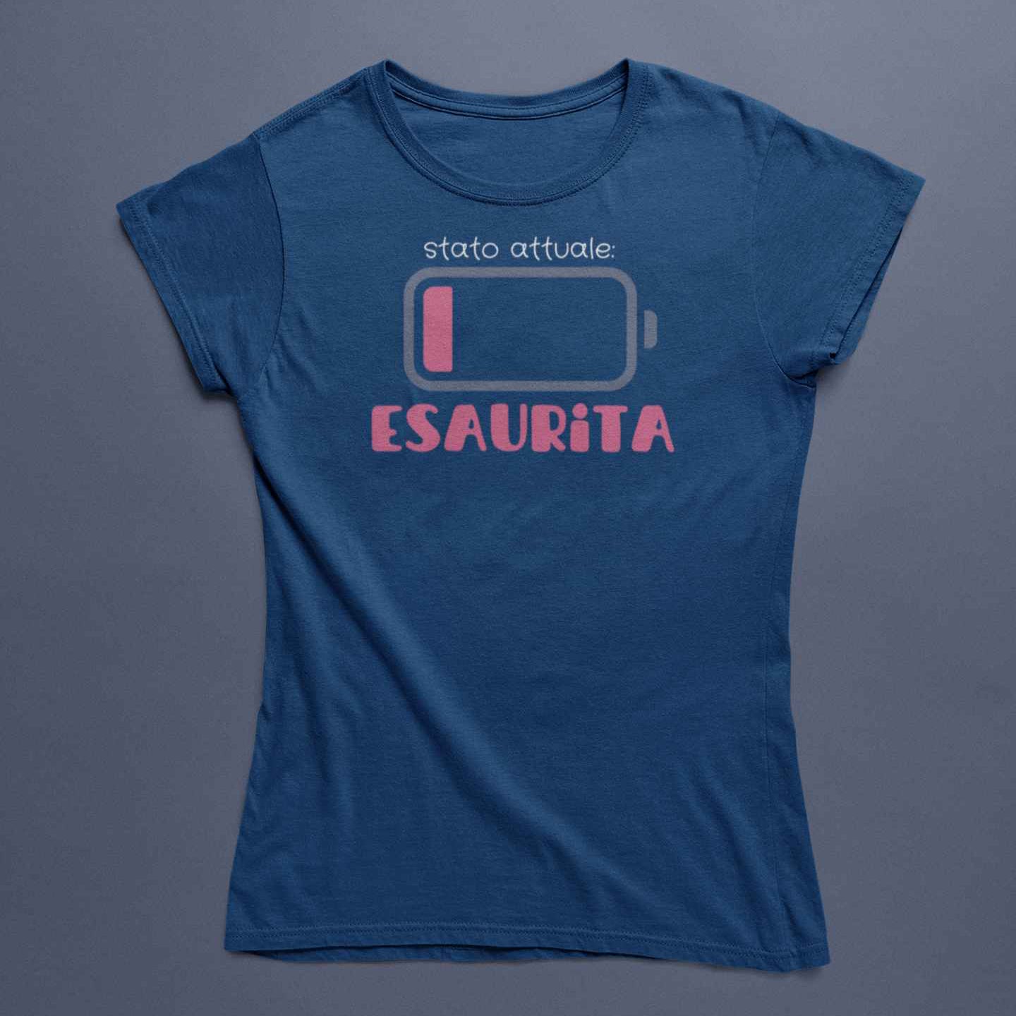 T-Shirt Donna Divertente Con Stampa Stato Attuale Esaurita