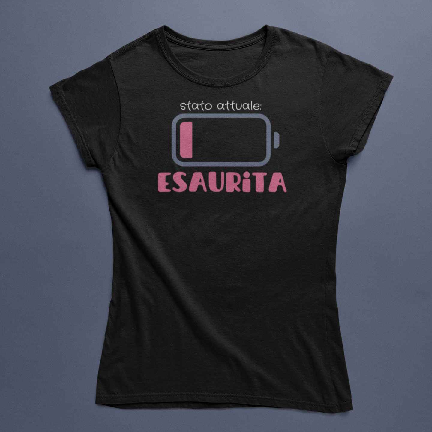 T-Shirt Donna Divertente Con Stampa Stato Attuale Esaurita