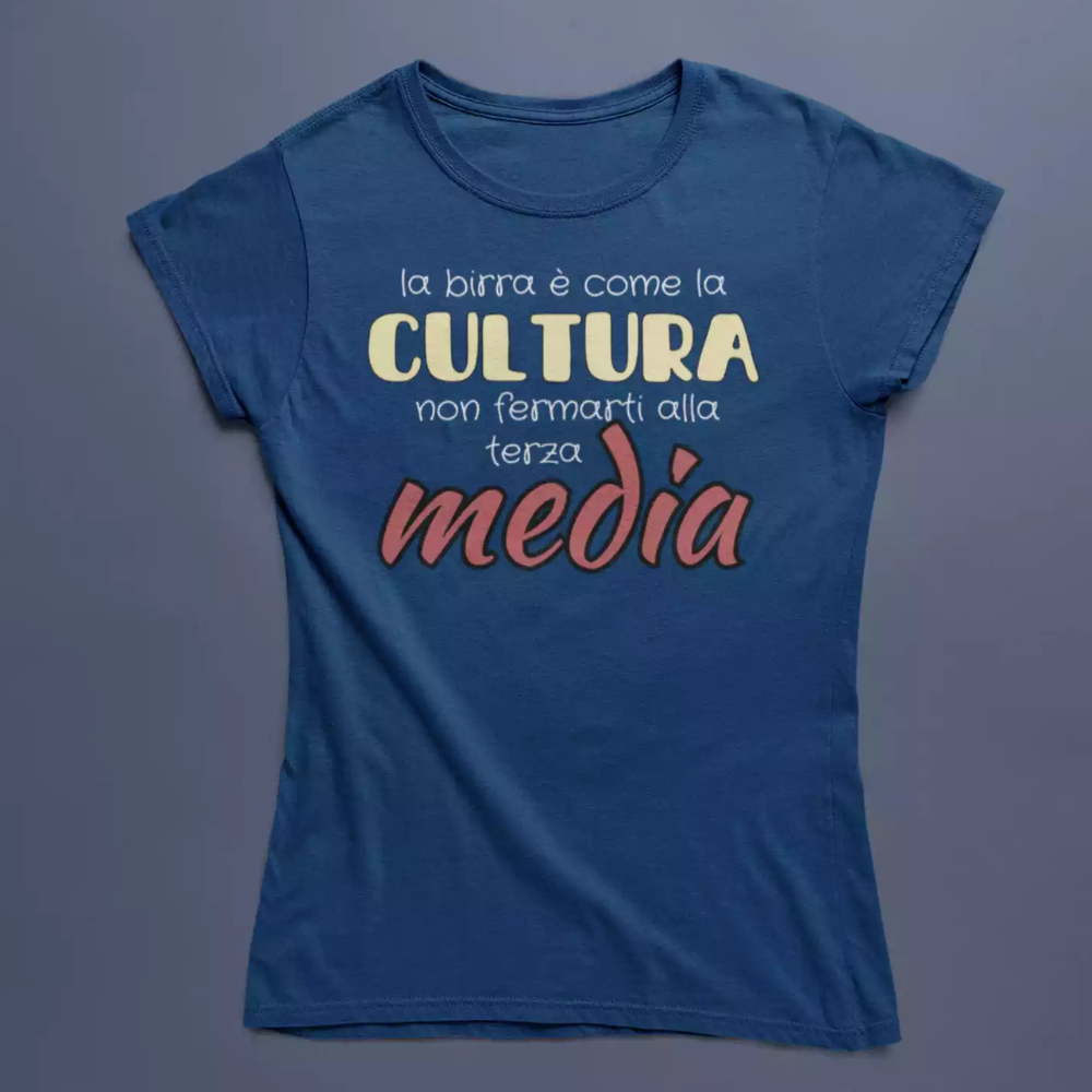 T-Shirt Divertente Con Stampa La Birra è Come La Cultura