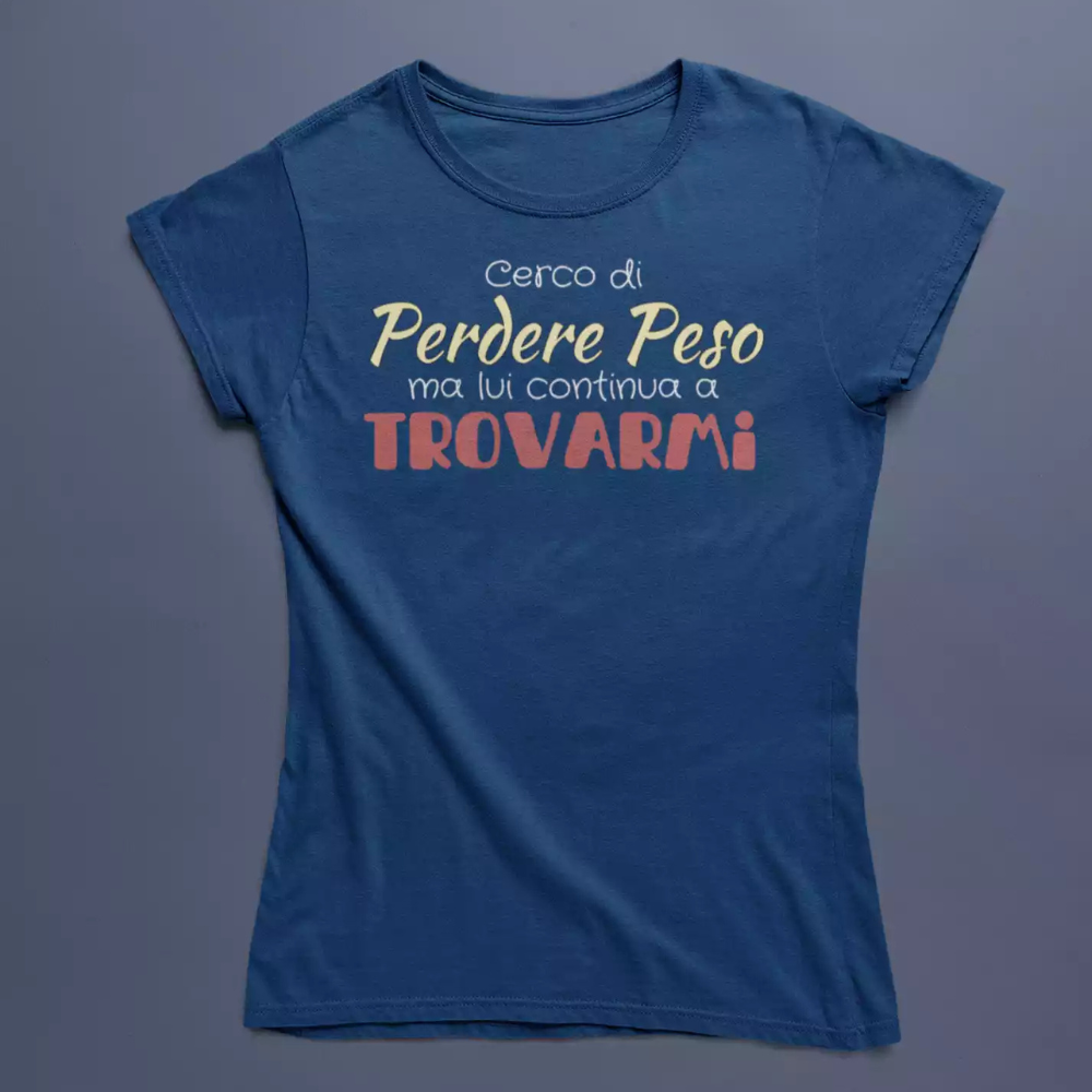 T-Shirt Divertente Con Stampa Cerco Di Perdere Peso