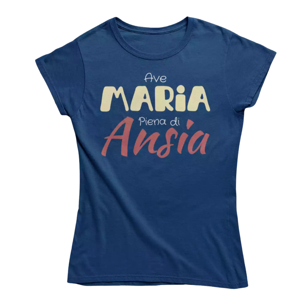 T-Shirt Uomo Divertente Con Stampa Ave Maria Piena Di Ansia