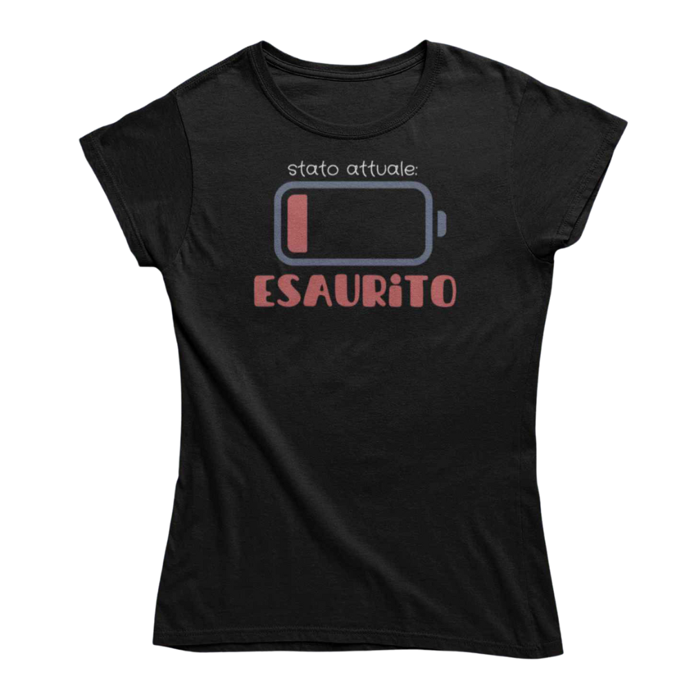 T-Shirt Uomo Divertente Con Stampa Stato Attuale Esaurito