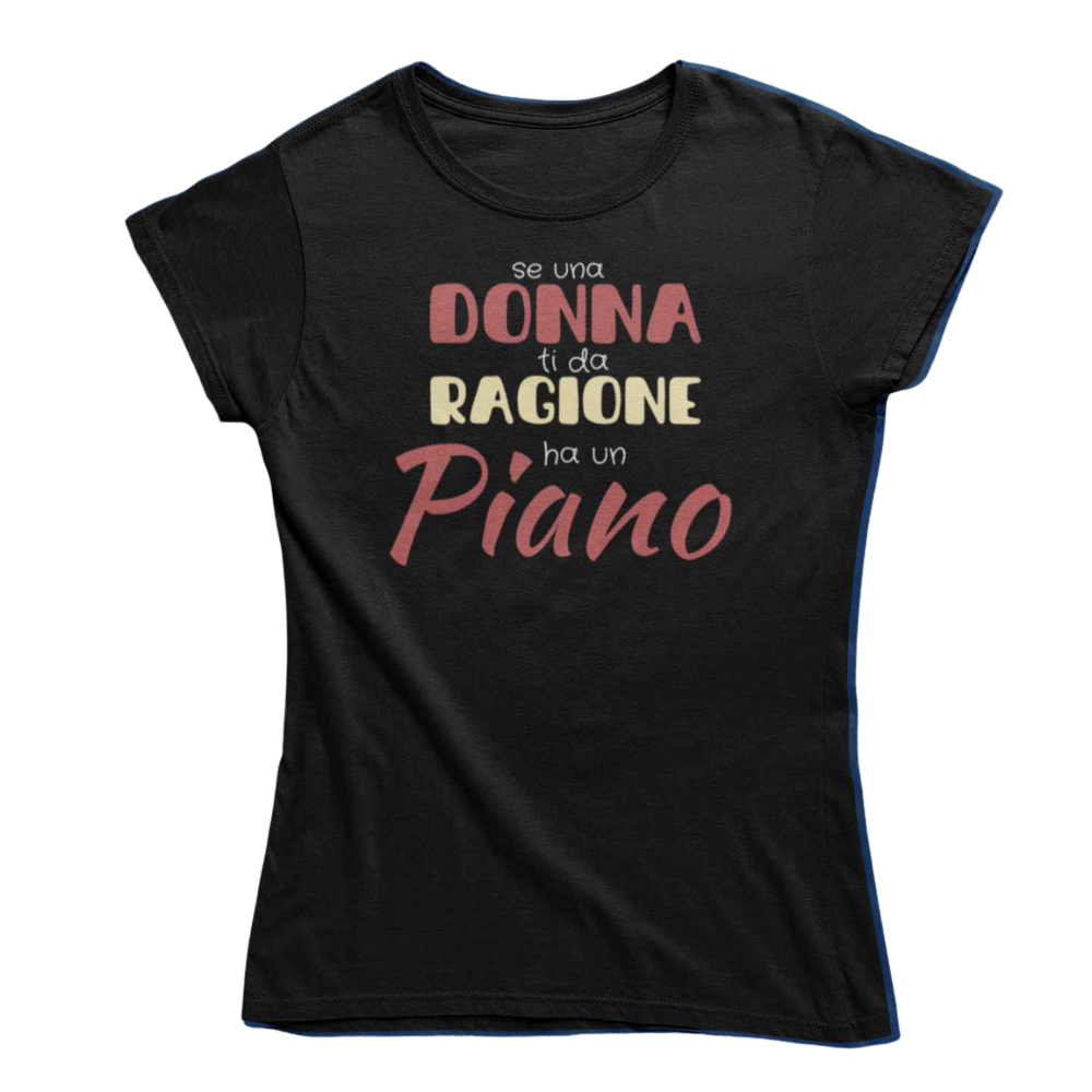 T-Shirt Uomo Divertente Con Stampa Donna ha Un Piano