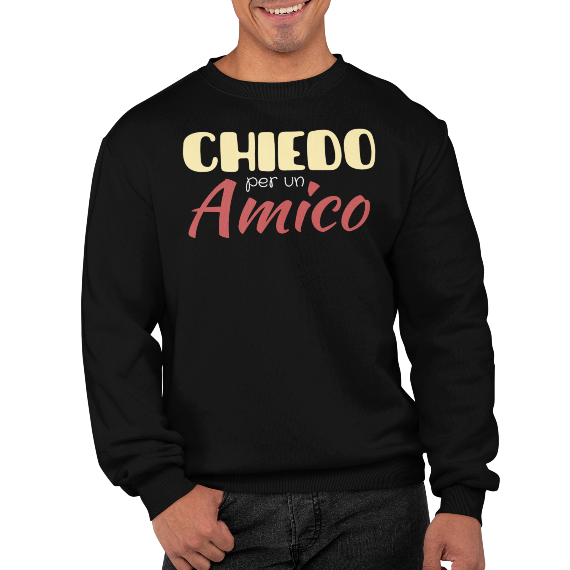 Felpa Girocollo Con Stampa Chiedo Per Un Amico
