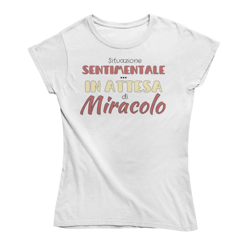 T-Shirt Uomo Divertente Con Stampa In Attesa Di Miracolo