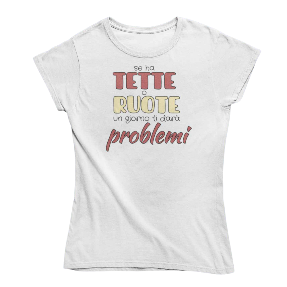 T-Shirt Uomo Divertente Con Stampa Tette o Ruote