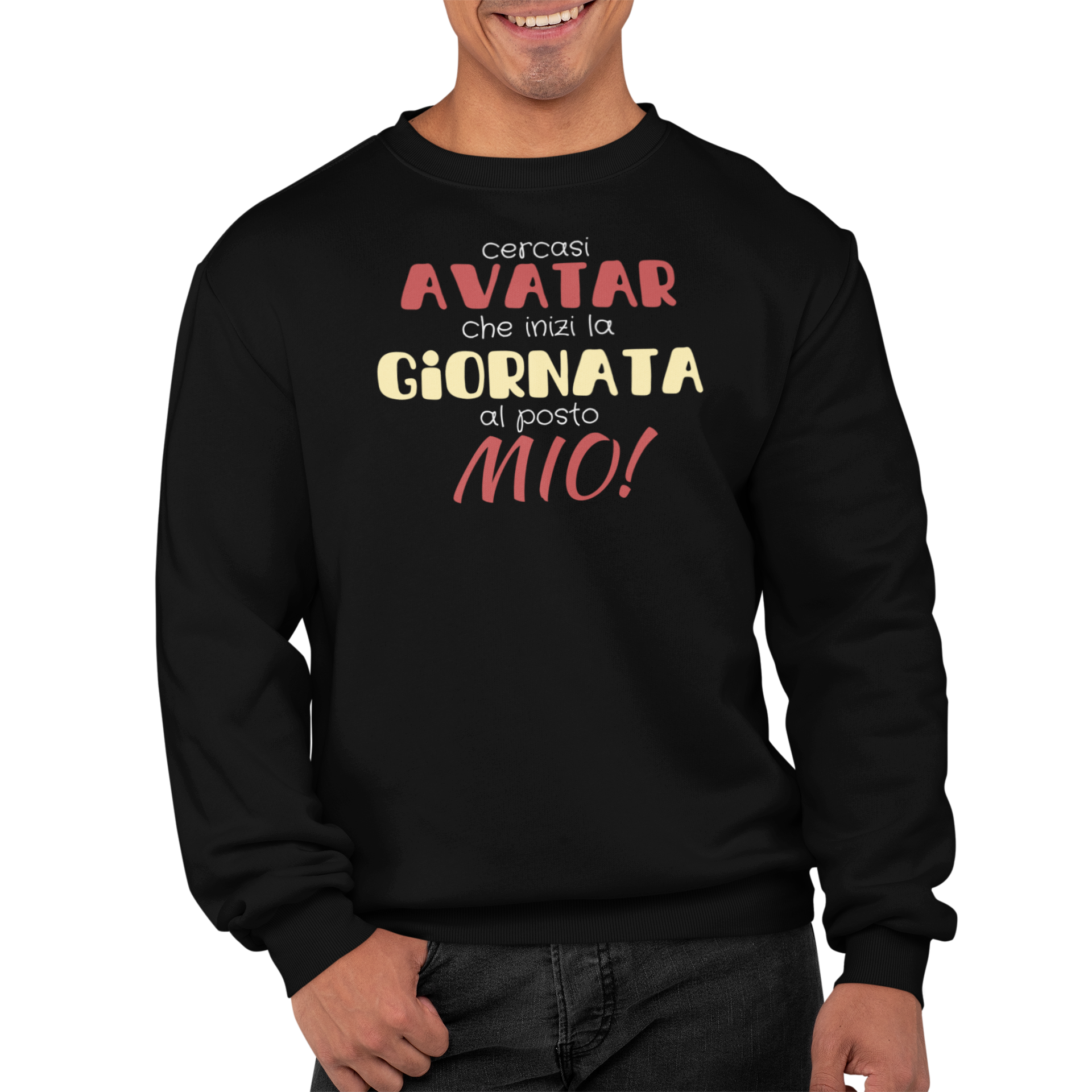 Felpa Girocollo Con Stampa Buongiorno Cercasi Avatar