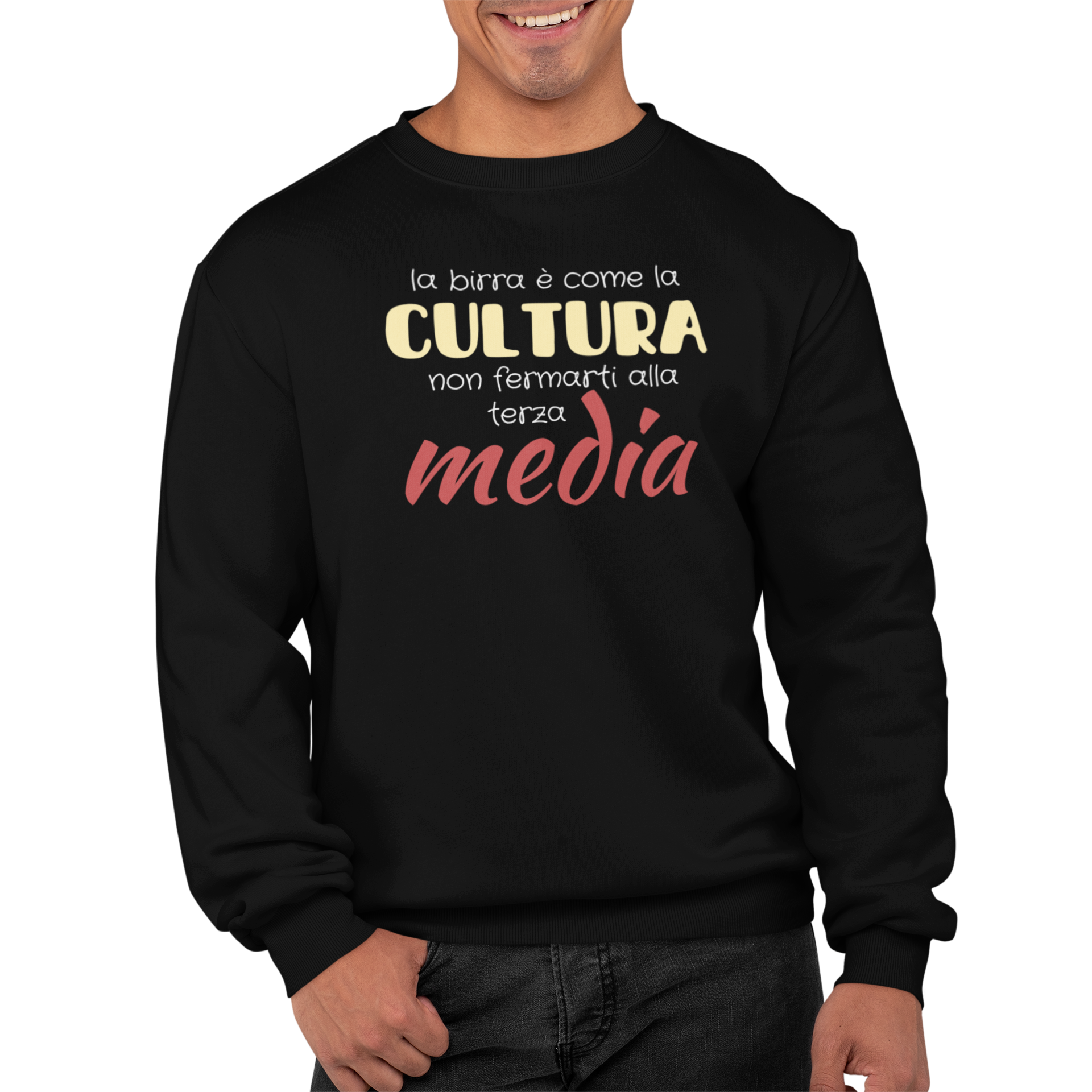 Felpa Girocollo Divertente Con Stampa Birra Cultura