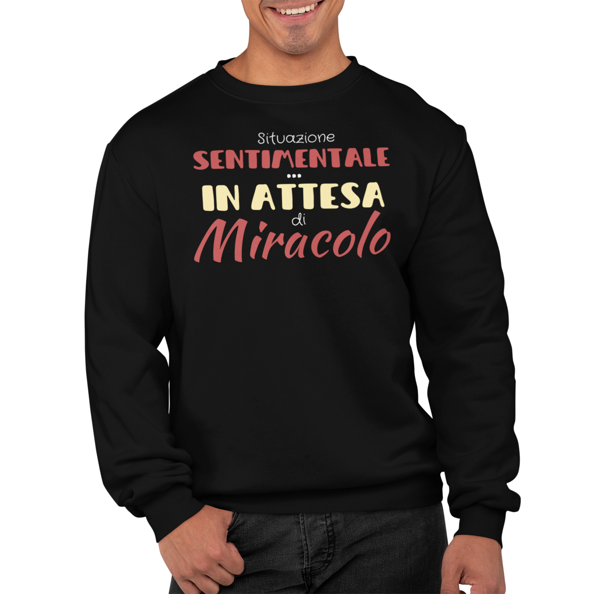 Felpa Girocollo Con Stampa In Attesa Di Miracolo