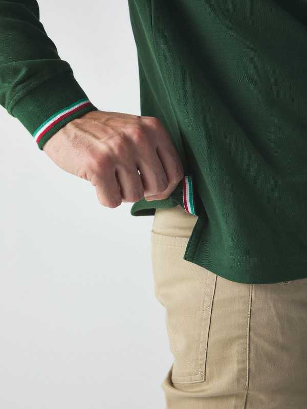 BS Polo Uomo Manica Lunga - 100% Cotone Pique - Tricolor Italy