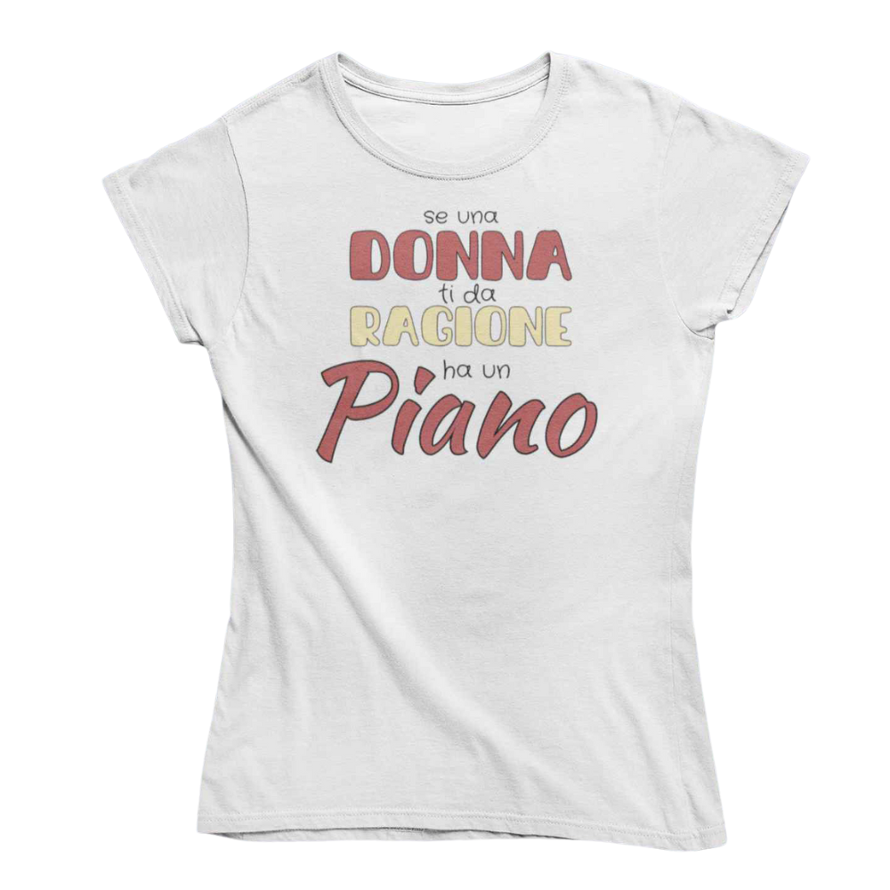 T-Shirt Uomo Divertente Con Stampa Donna ha Un Piano