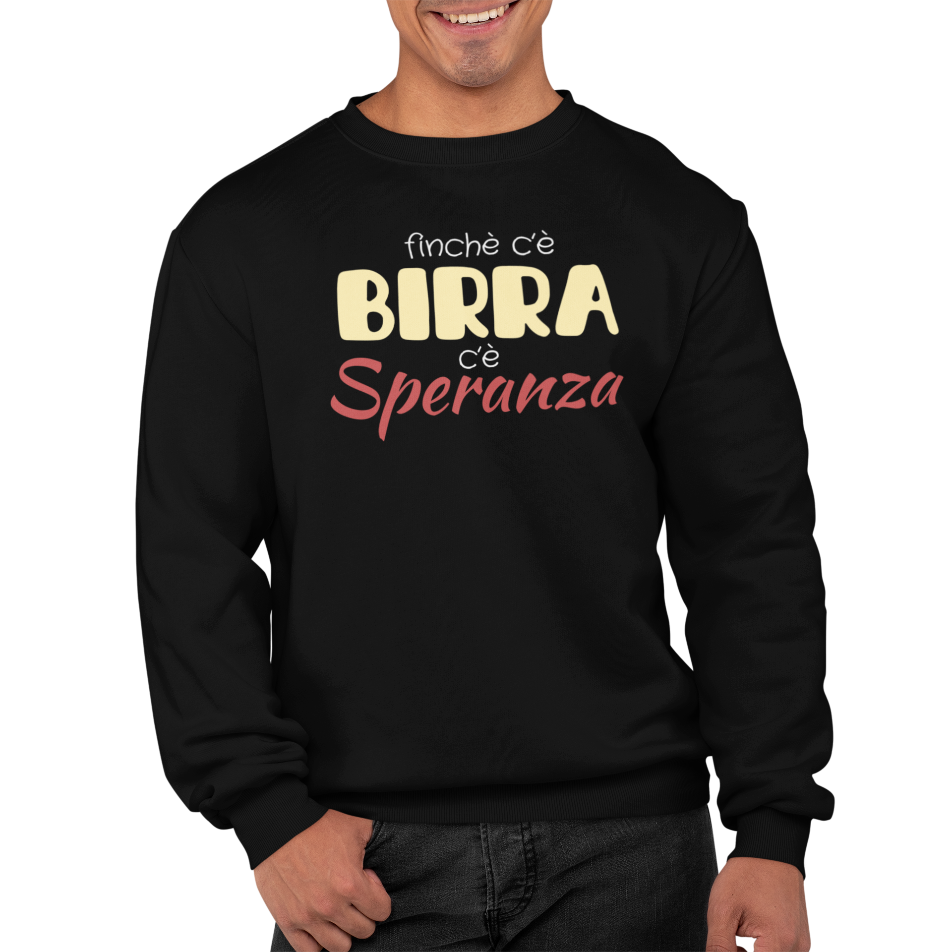 Felpa Girocollo Divertente Con Stampa Birra Speranza