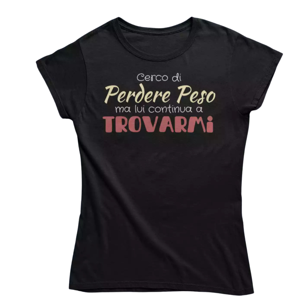 T-Shirt Uomo Divertente Con Stampa Cerco Di Perdere Peso