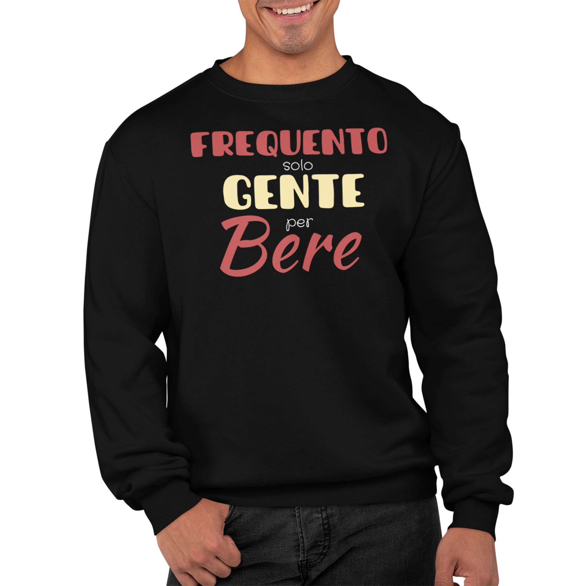 Felpa Girocollo Con Stampa Frequento Gente Per Bere