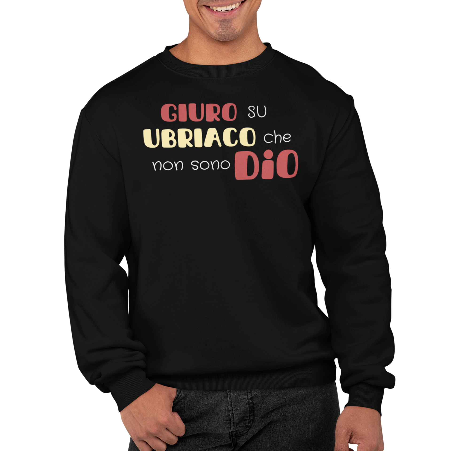 Felpa Girocollo Con Stampa Giuro Su Ubriaco