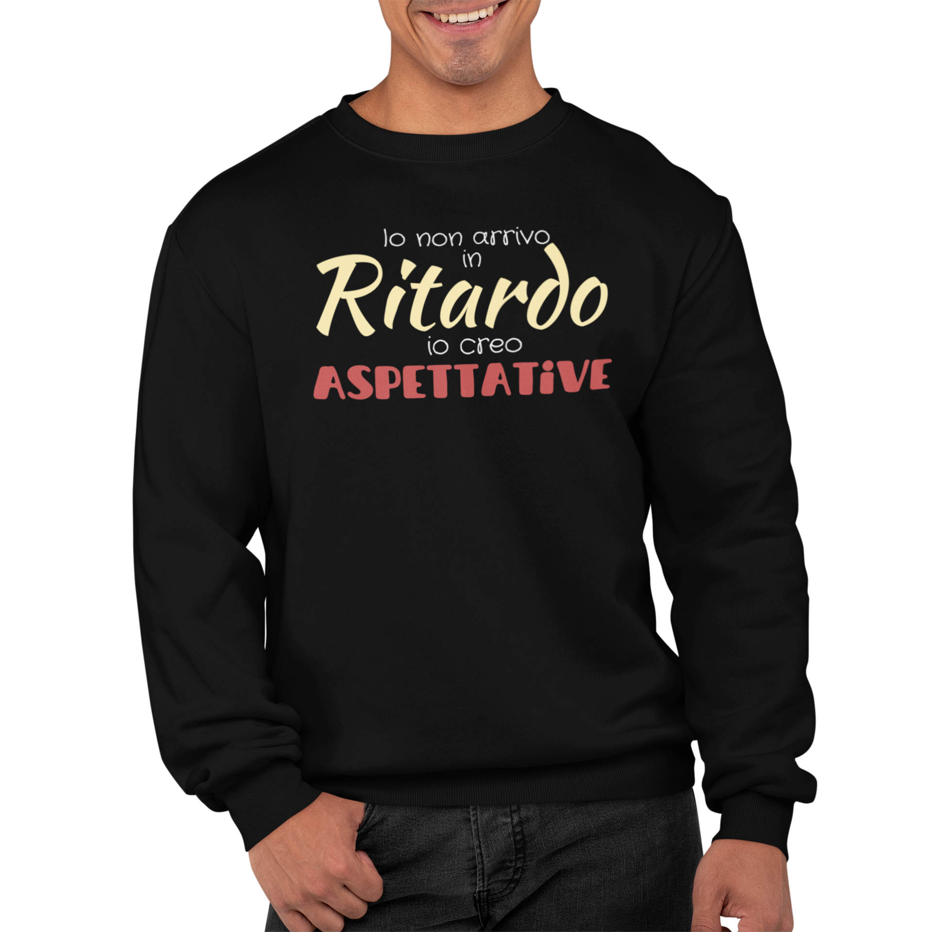 Felpa Girocollo Divertente Con Stampa Aspettative