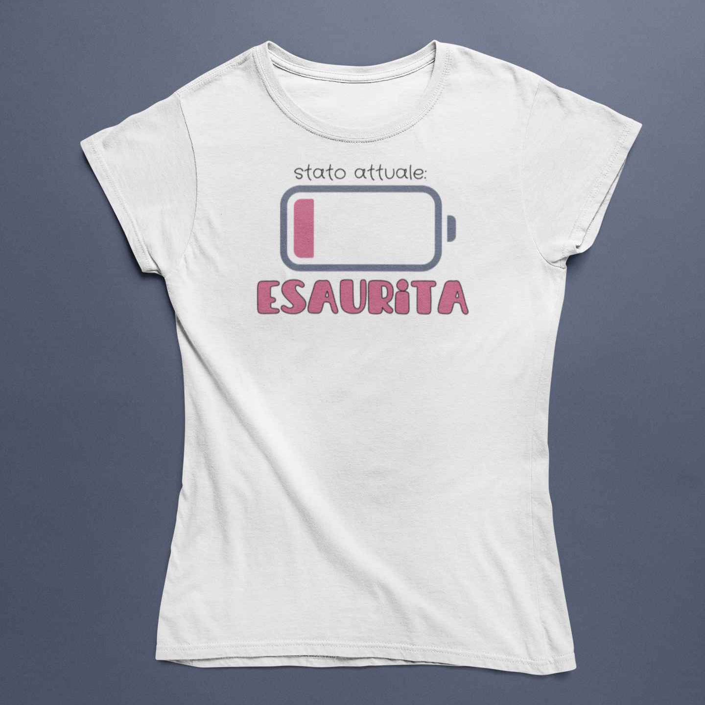 T-Shirt Unisex Divertente Con Stampa Stato Attuale Esaurita