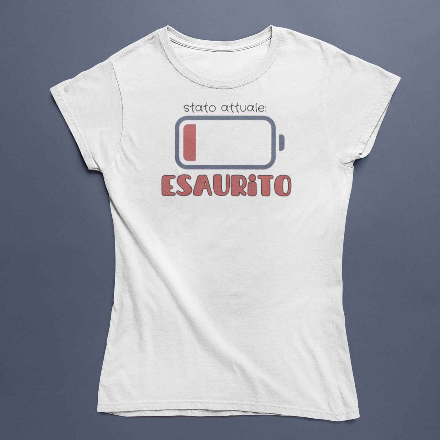 T-Shirt Unisex Divertente Con Stampa Stato Attuale Esaurito