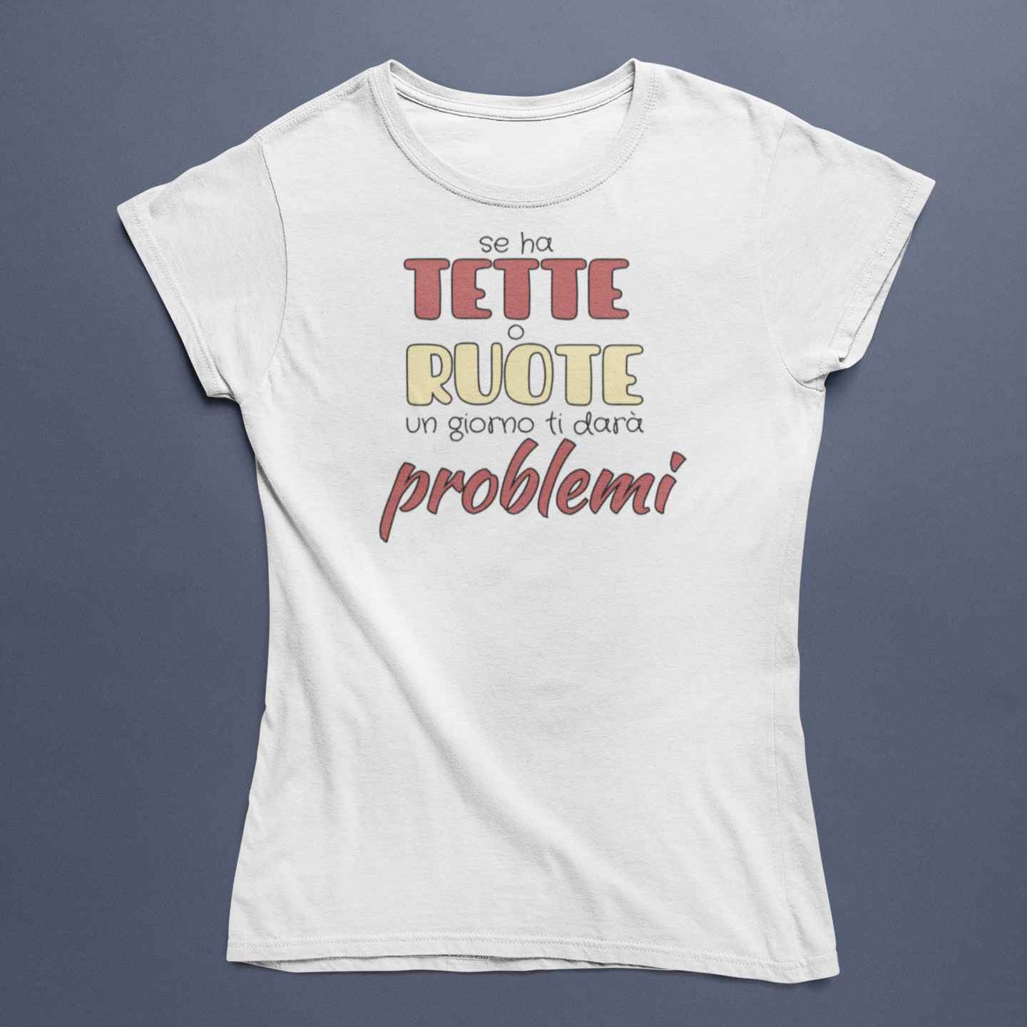T-Shirt Unisex Divertente Con Stampa Tette o Ruote