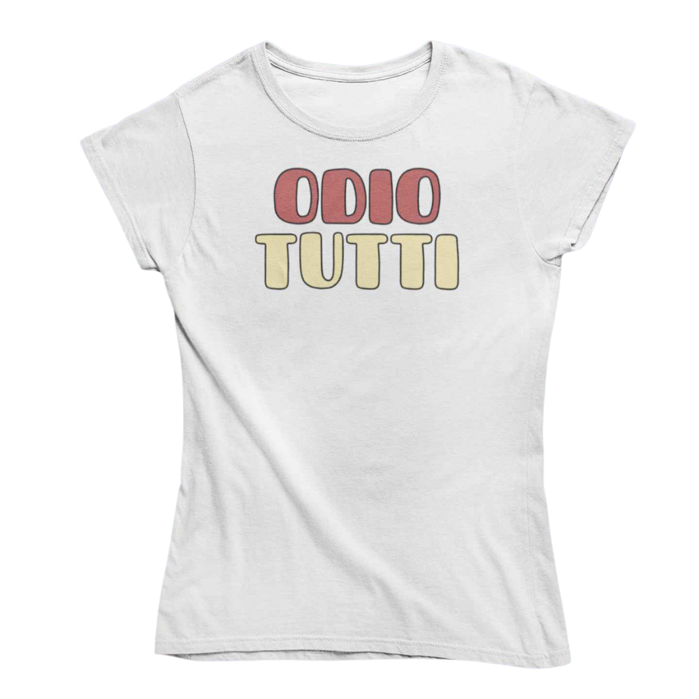 T-Shirt Donna Divertente Con Stampa Odio Tutti