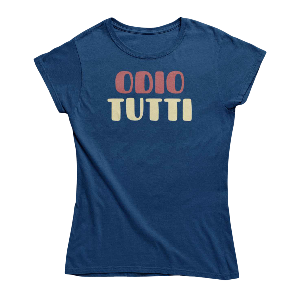 T-Shirt Donna Divertente Con Stampa Odio Tutti
