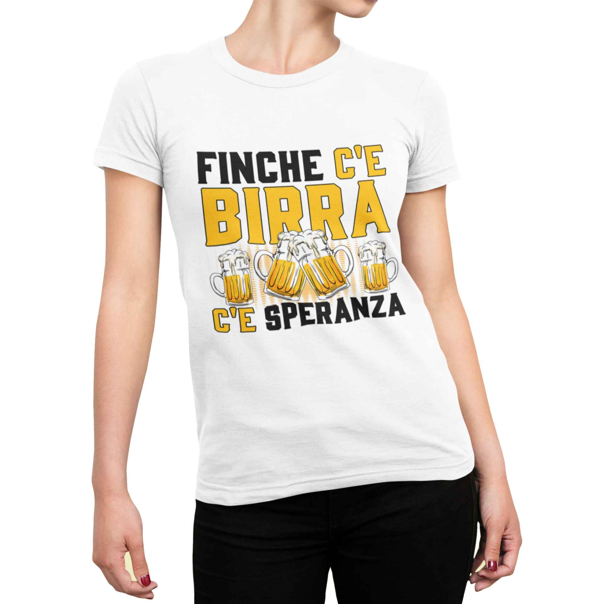 Maglietta Divertente Donna - Grafica Irresistibile - Birra e Speranza