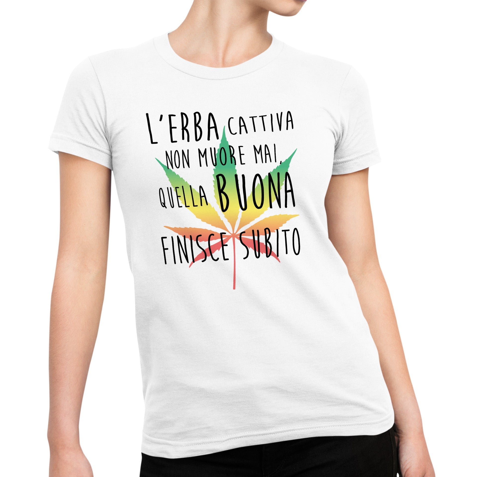 Maglietta Divertente Donna - Grafica Irresistibile - Erba Cattiva